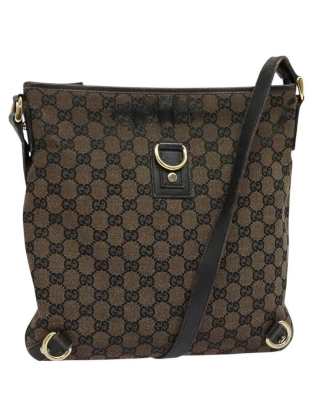 Authentic GUCCI GG Canvas Abbey Shoulder Bag Outlet Brown Gold 272400